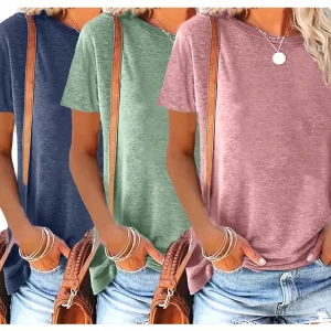 3-Pk Women's Round Neck Tees, Spring/Summer Wear