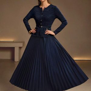 Women's Retro Midi Dress Formal Style